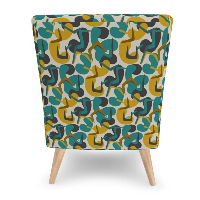 The "Calypso" Mid-Century Accent Chair | Atomic Teal & Gold