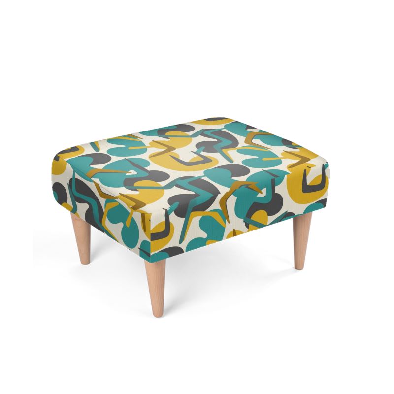 The "Calypso" Ottoman Footstool | Atomic Teal & Gold