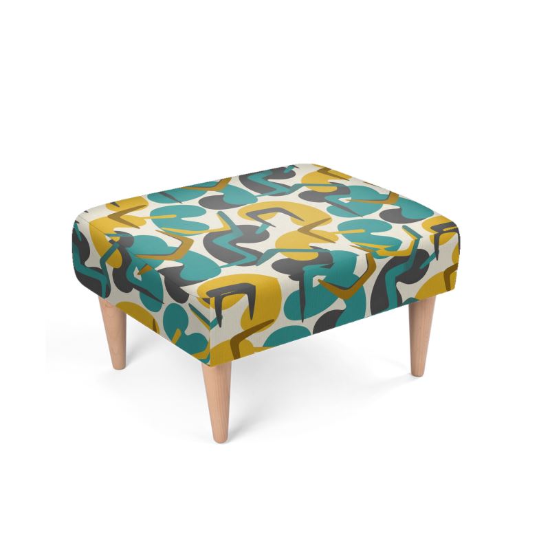 The "Calypso" Ottoman Footstool | Atomic Teal & Gold