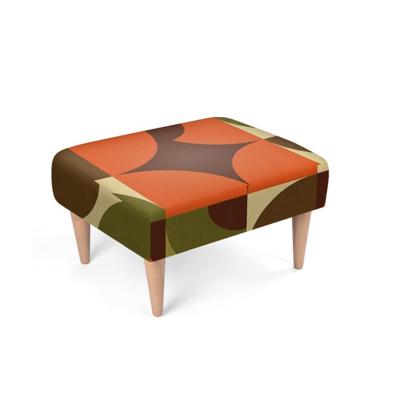 The "Bauhaus Block" Ottoman Footstool | Rust & Walnut