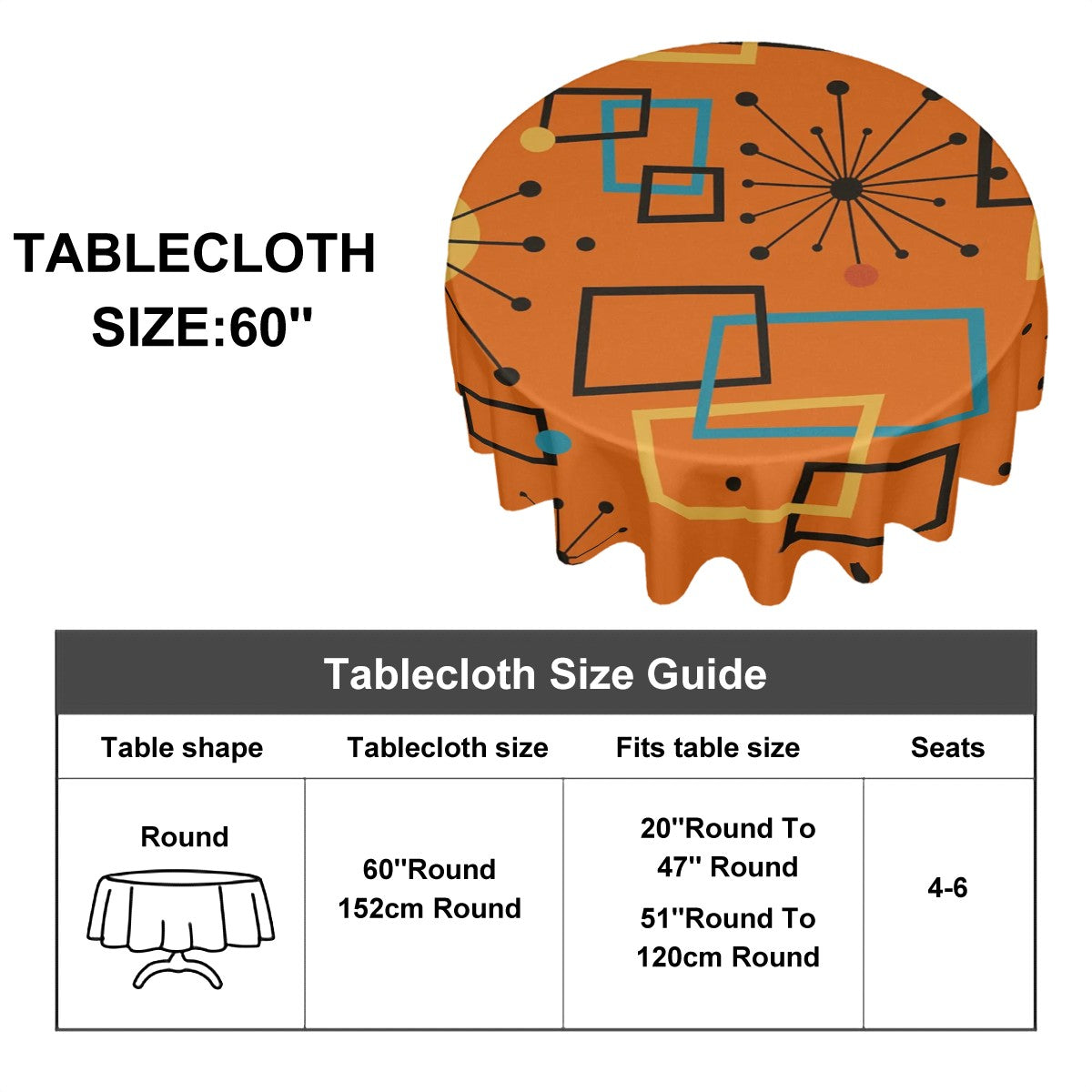 Atomic Pop Round Tablecloth