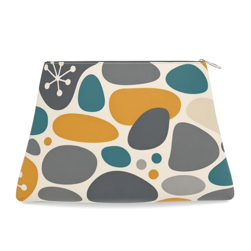 Atomic Age Aura Designer Leather Clutch Purse — Organic Pebble Pattern