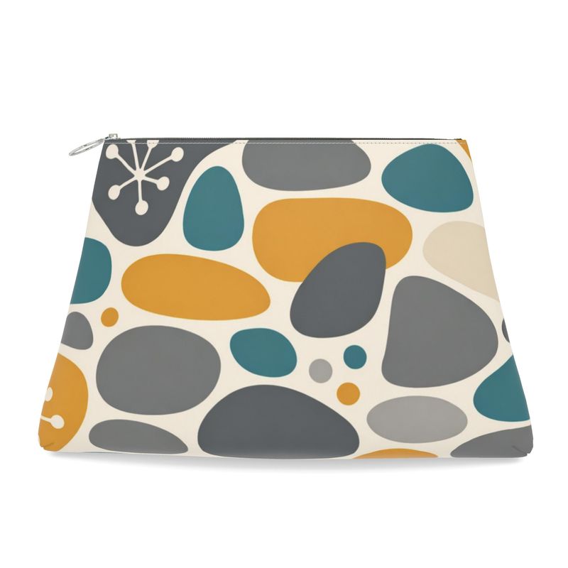 Atomic Age Aura Designer Leather Clutch Purse — Organic Pebble Pattern