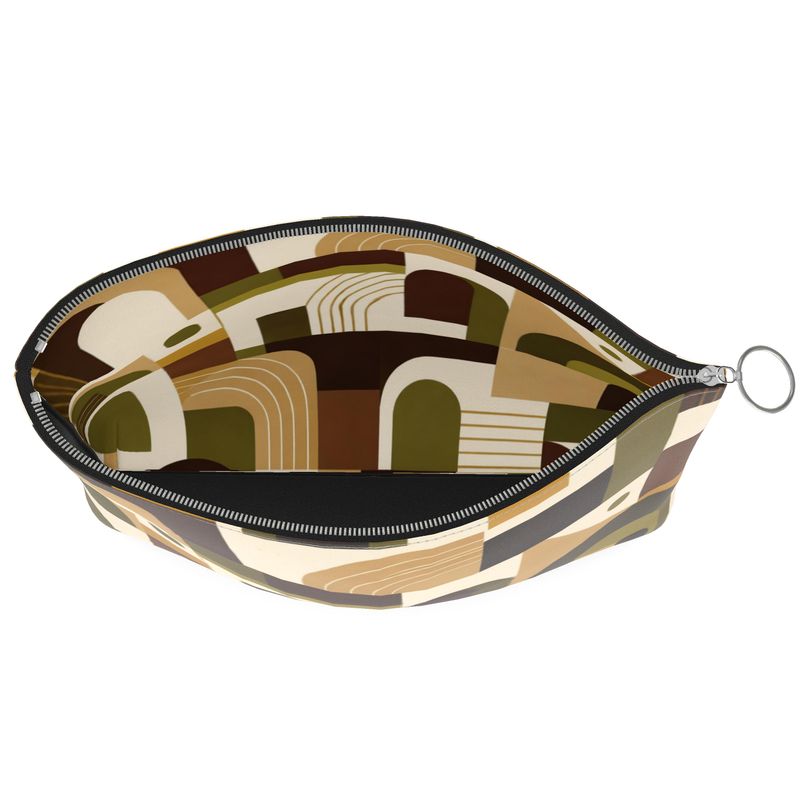 Architectural Blocks Designer Leather Clutch Purse — Mid-Century Abstract Geometry