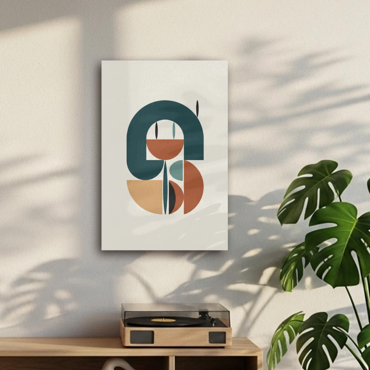 MCM Abstract Neutral Tones Wall Art | Framed Canvas Print