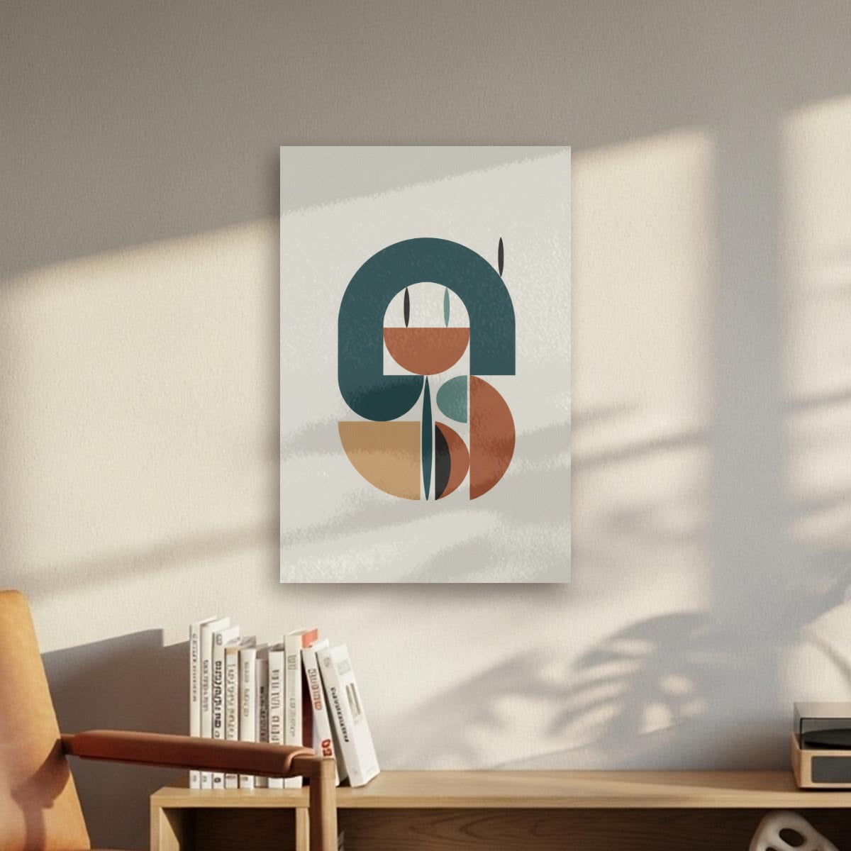 MCM Abstract Neutral Tones Wall Art | Framed Canvas Print