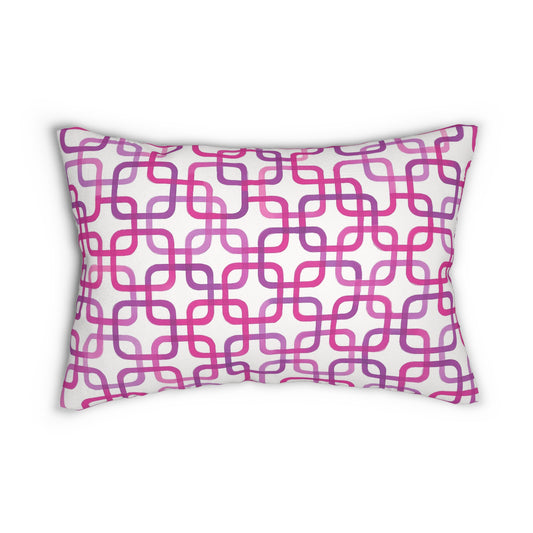 Mid-Century Pink Geometric Lumbar Pillow – 20×14