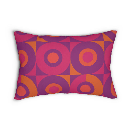Retro Bullseye Lumbar Pillow – Magenta & Orange MCM Print (20×14)