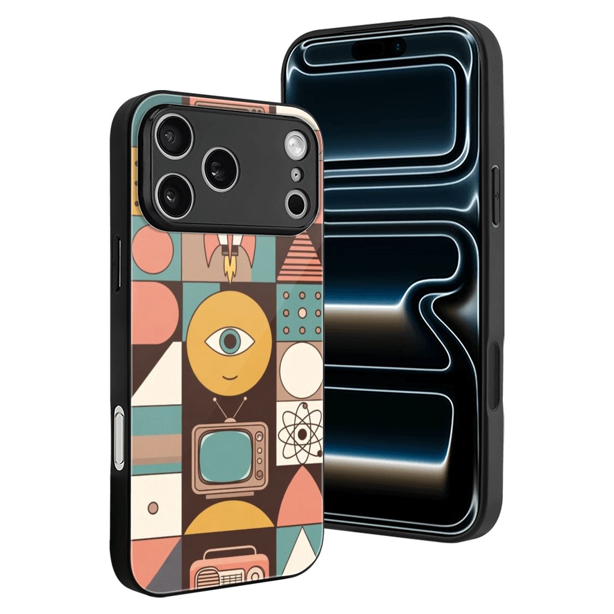 Pure Mid Century Glass Phone Case — Modern Retro Design for iPhone 17 Pro Max