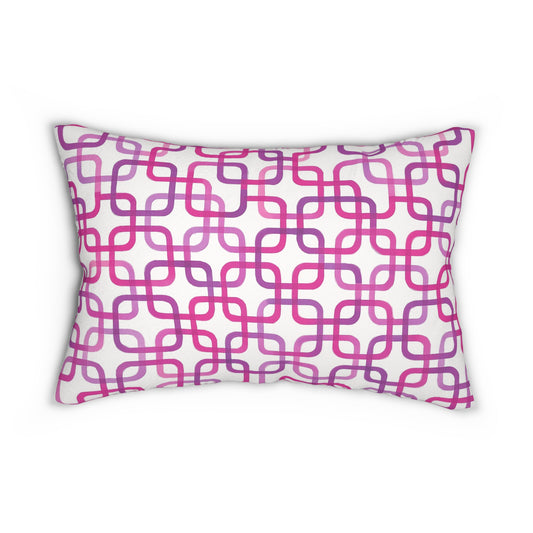 Mid-Century Pink Geometric Lumbar Pillow – 20×14
