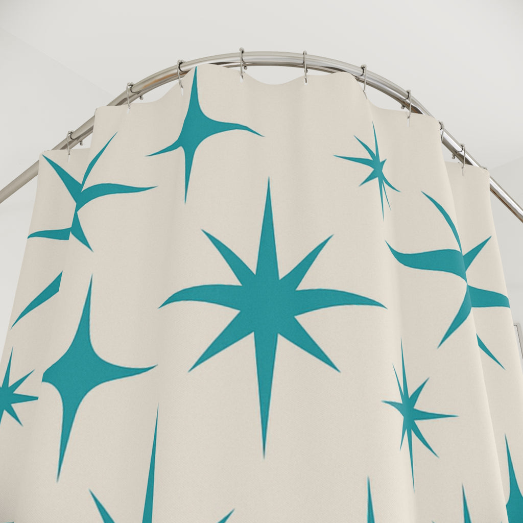 Atomic Starburst Shower Curtain – 1950s Bathroom Glam