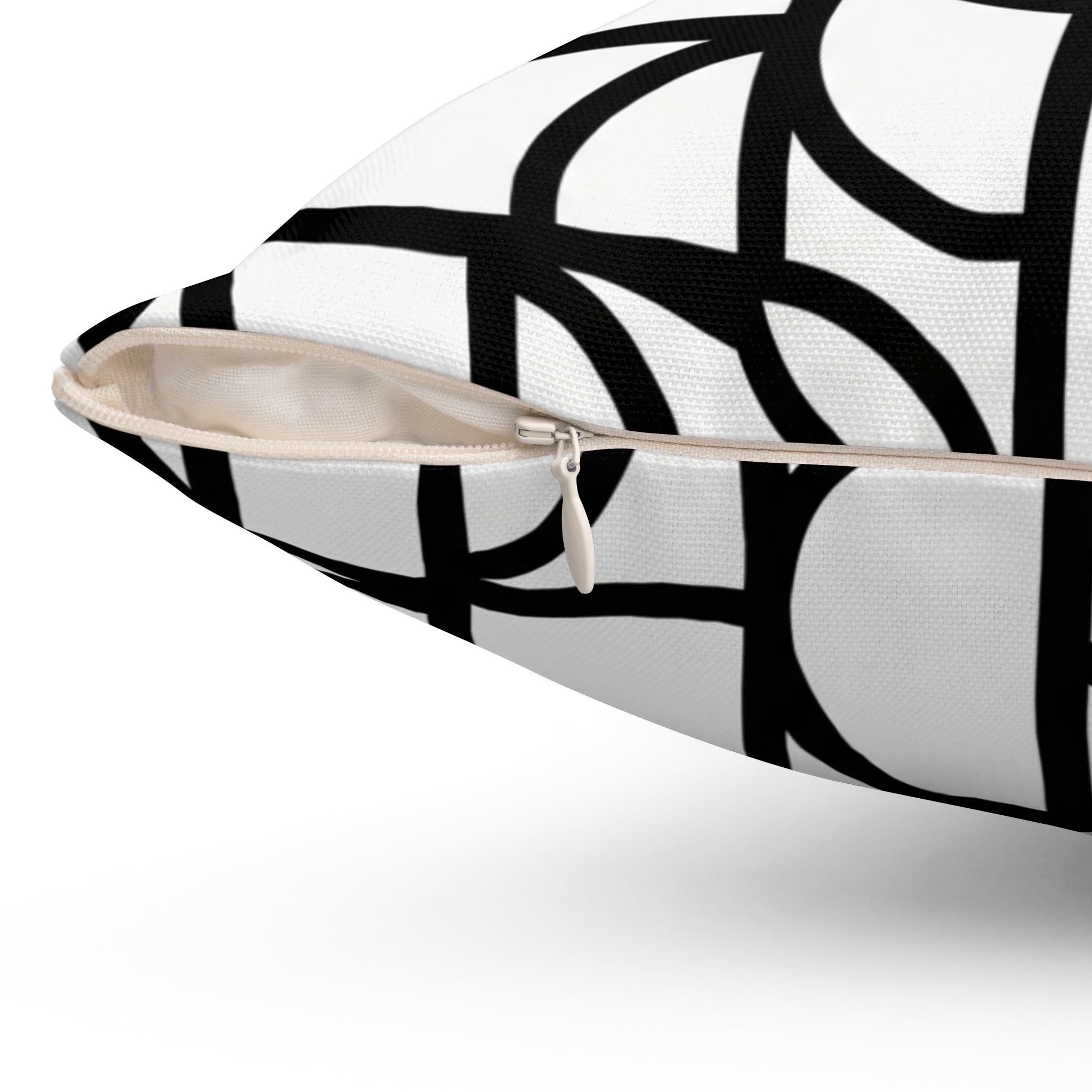 Geometric Black & White Square Pillow Mid-Century Modern Abstract Throw Cushion