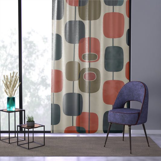 Retro Geometric Curtain Panel – Mid-Century Modern Style Window Treatment