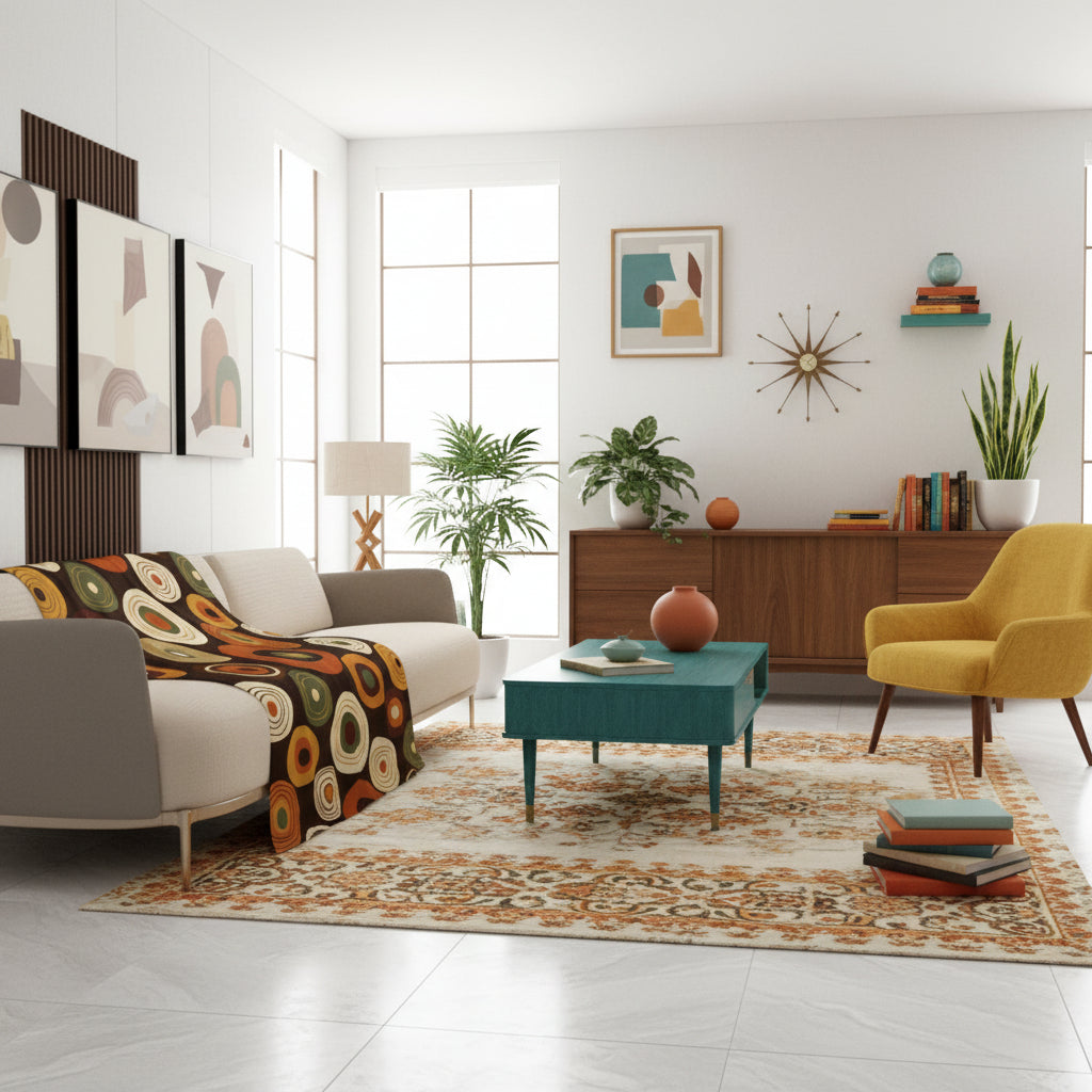 Pure Mid Century Flannel Throw Blanket — Ultra‑Soft 280 GSM Modern Retro Design