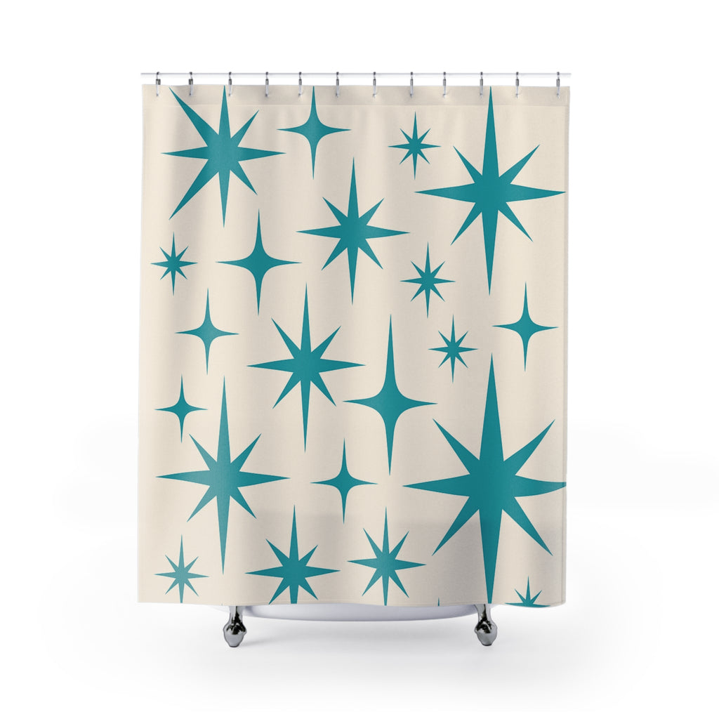 Atomic Starburst Shower Curtain – 1950s Bathroom Glam