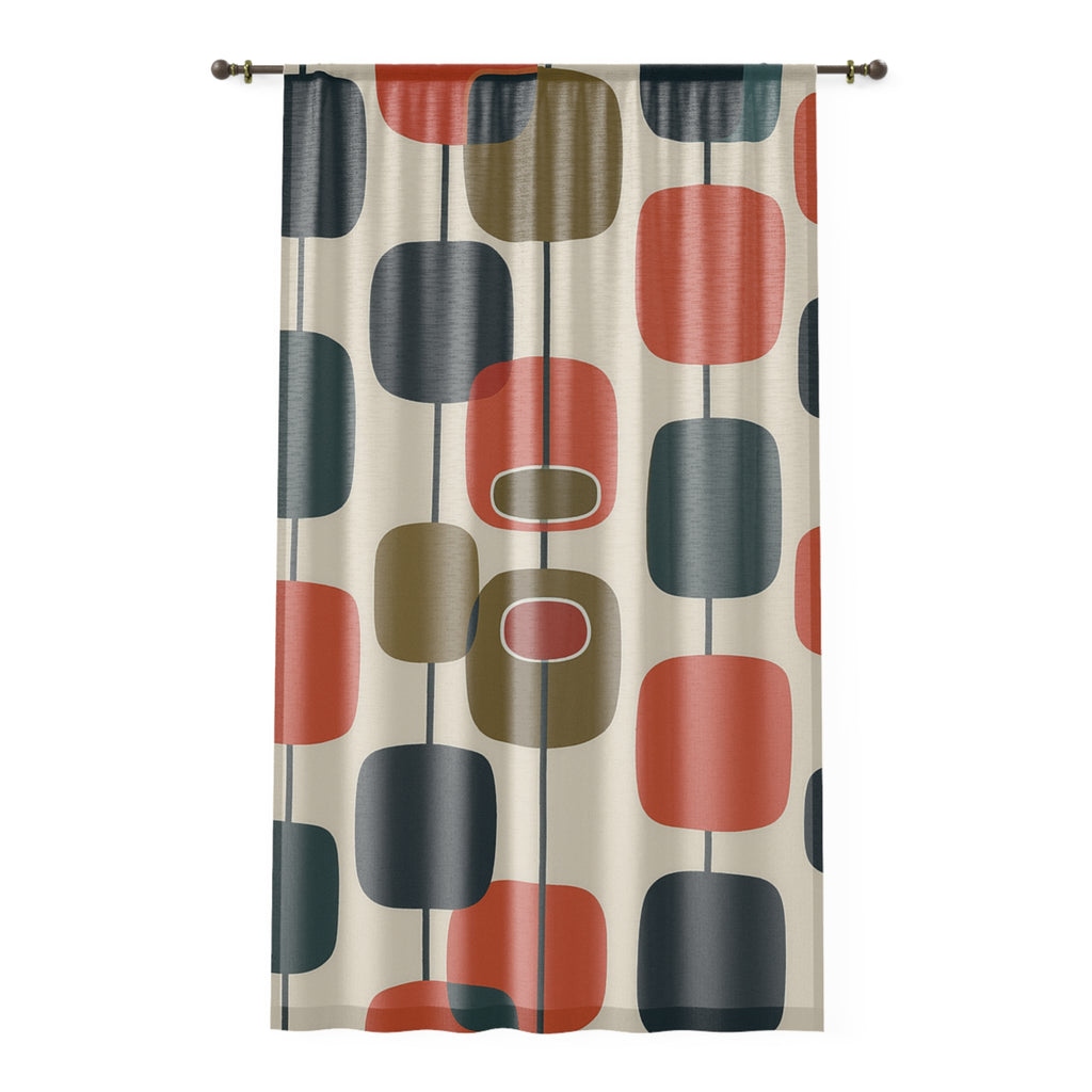Retro Geometric Curtain Panel – Mid-Century Modern Style Window Treatment