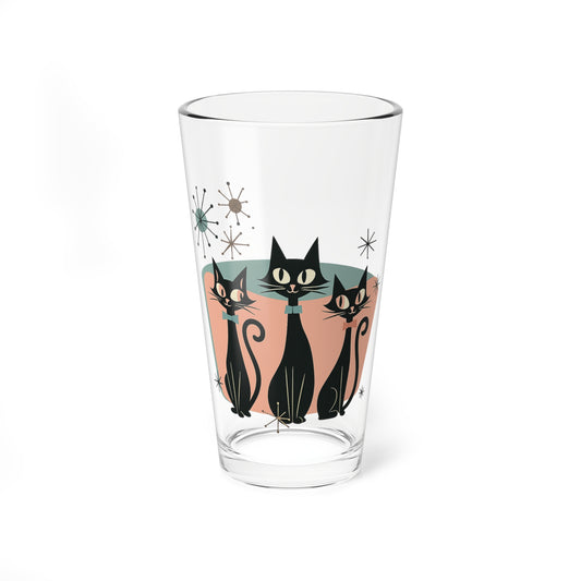 Atomic Cats Pint Glass – 16oz Retro MCM Cocktail & Drinking Glass