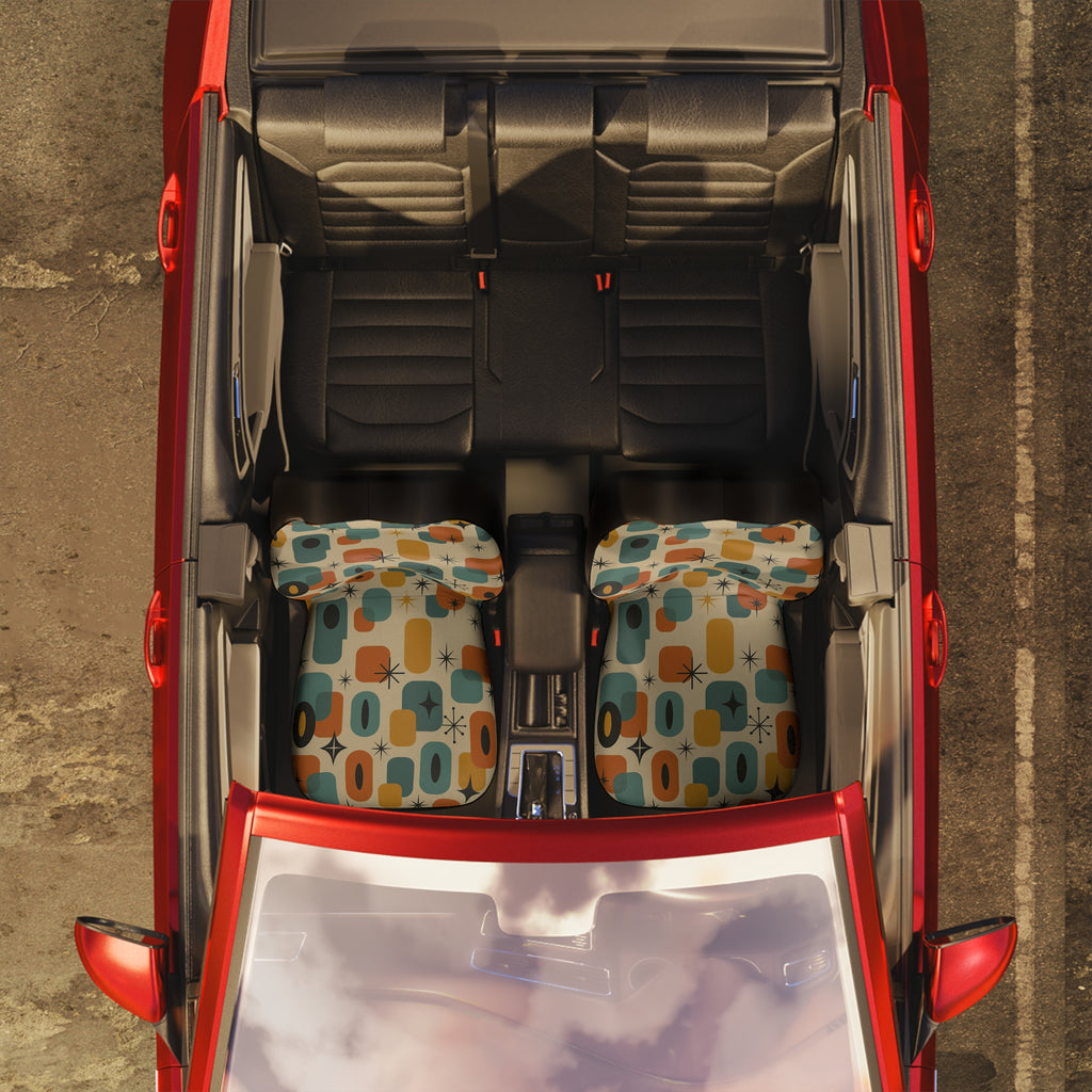 Atomic Shapes Car Seat Covers – Set of 2 | Mid Century Modern Style