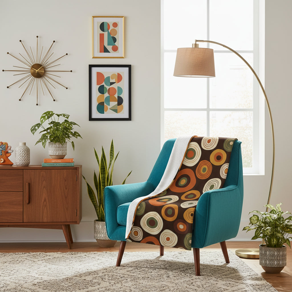 Pure Mid Century Flannel Throw Blanket — Ultra‑Soft 280 GSM Modern Retro Design