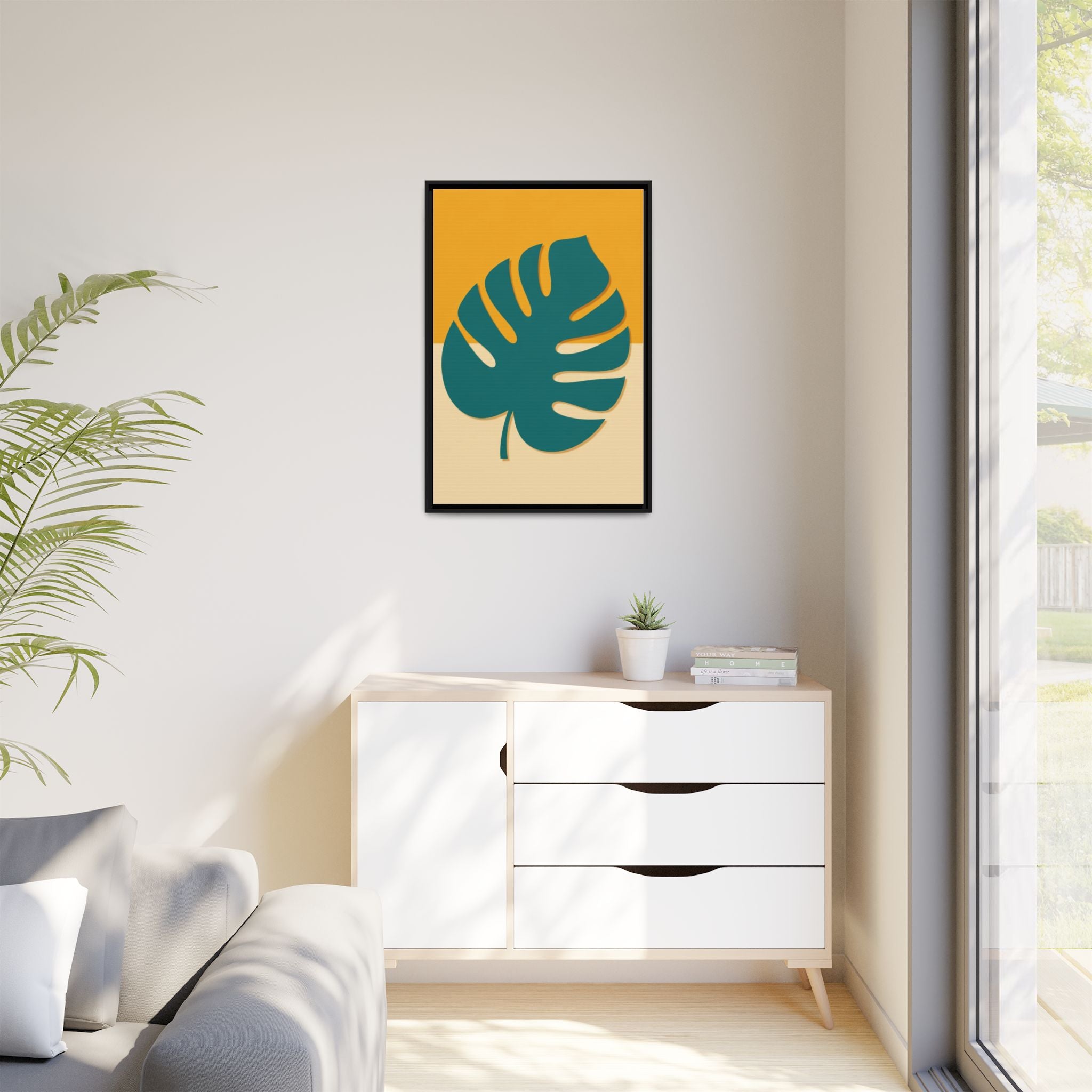 Desert Botanical No. 2: The Monstera — Framed Canvas