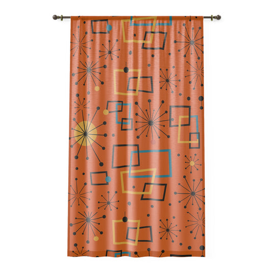 Atomic Glow Curtain – Orange Mid-Century Pop