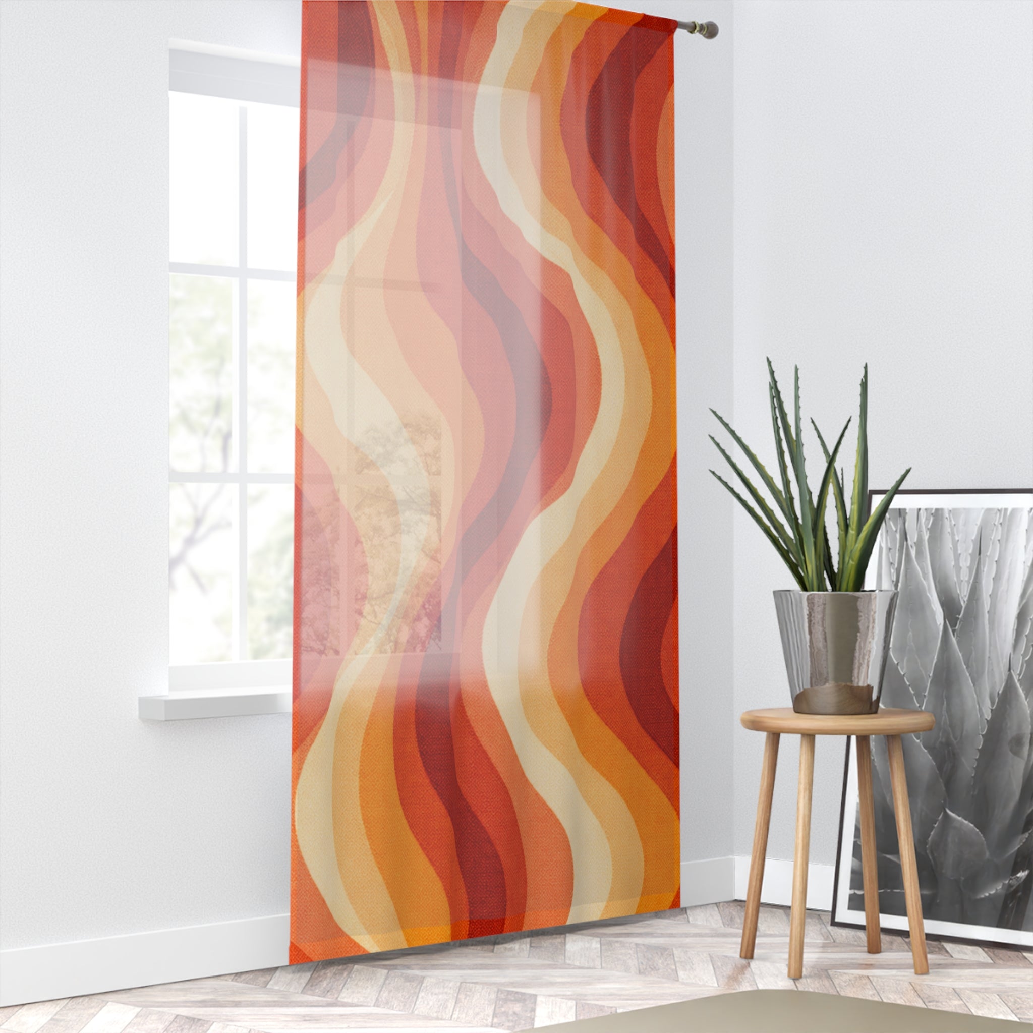 Groovy Gradient Ripple Mid-Century Sheer Curtain Panel
