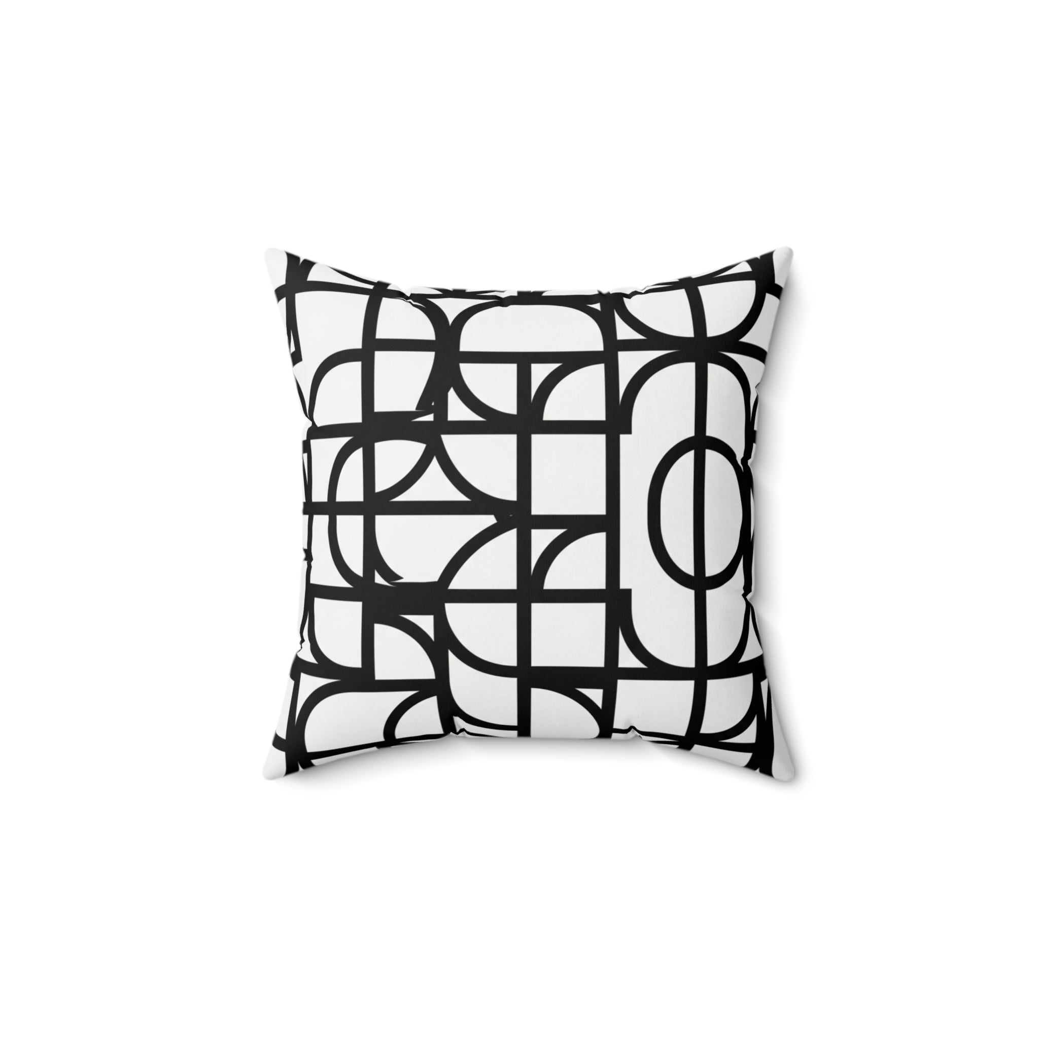 Geometric Black & White Square Pillow Mid-Century Modern Abstract Throw Cushion