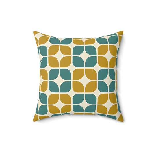 Teak‑Turquoise Breeze‑Block Pillow