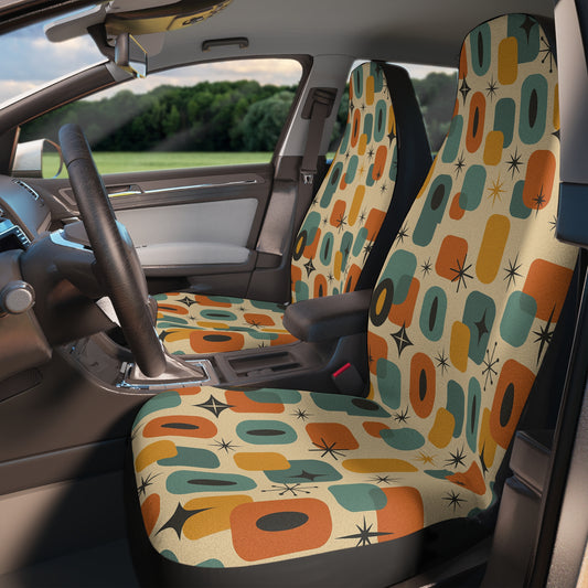 Atomic Shapes Car Seat Covers – Set of 2 | Mid Century Modern Style