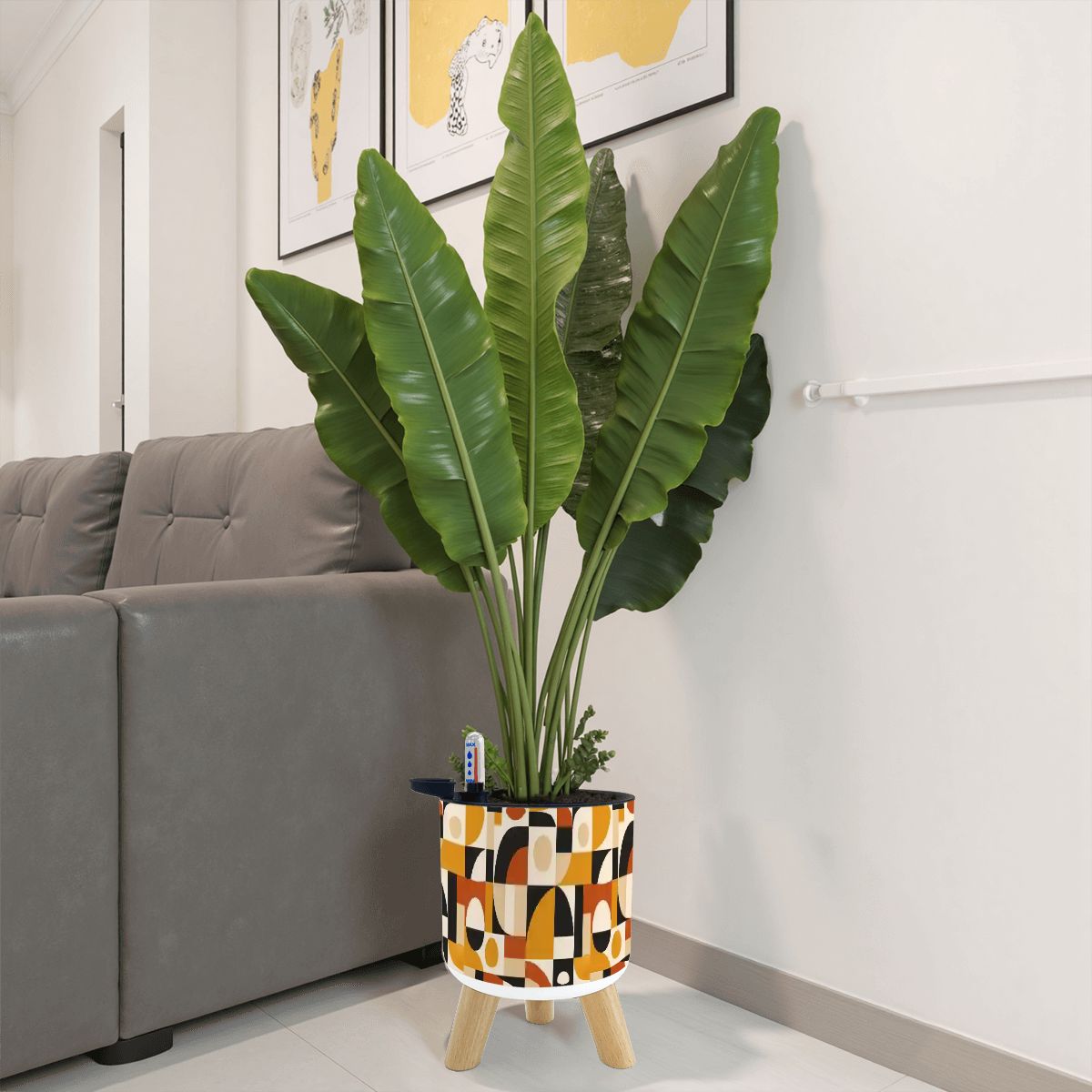 Self-Watering Plant Pots with Wood Legs – Set of 3 | 5.5”×7.5”