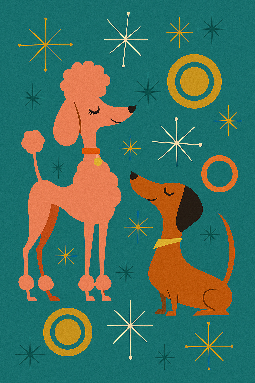 Atomic Dogs – Mid-Century Modern Dachshund & Poodle Wall Art Poster