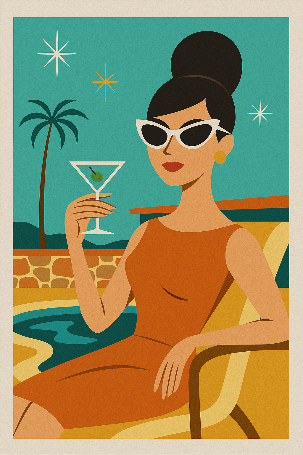 Atomic Martini Glam Poster – Mid-Century Modern Art Print