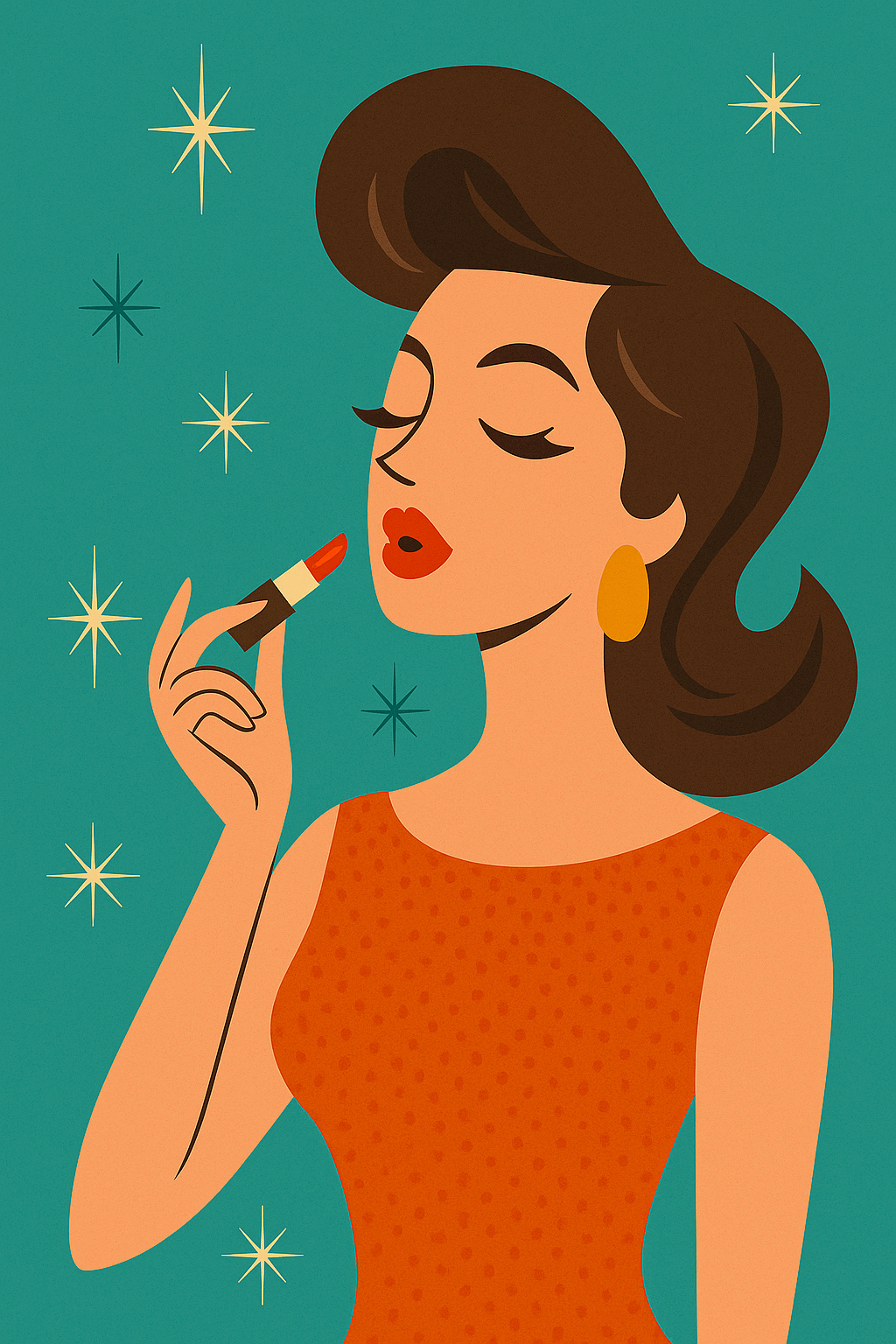 Atomic Glam Girl Poster – Mid-Century Modern Beauty Print
