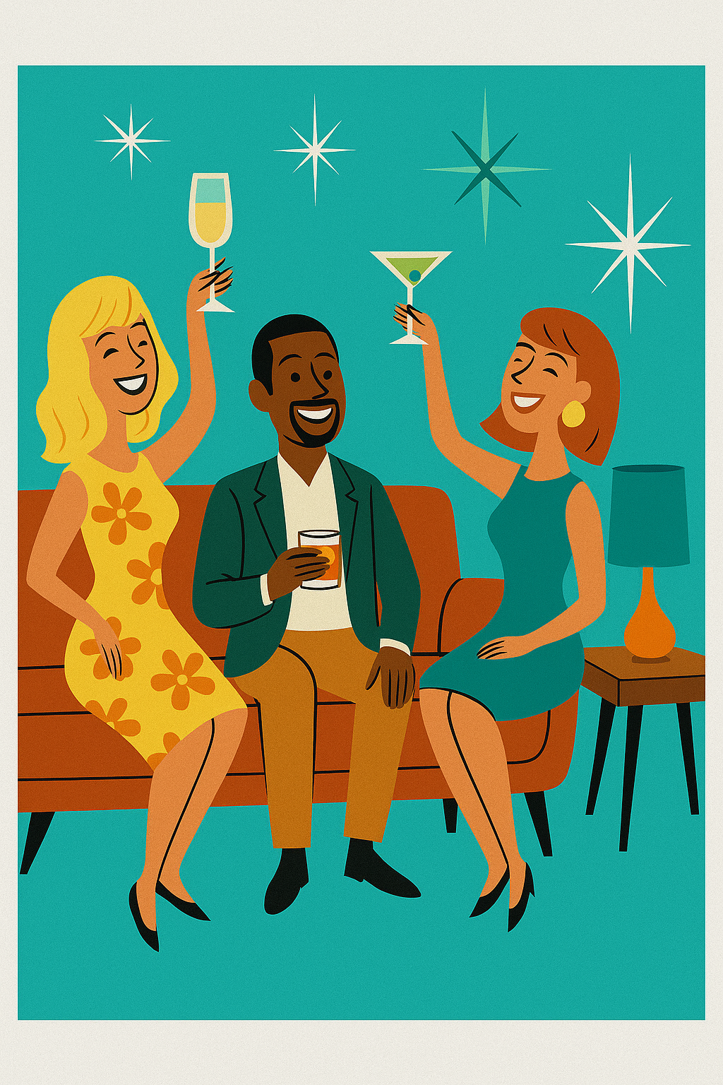Retro Cheers – Mid-Century Modern Party Poster