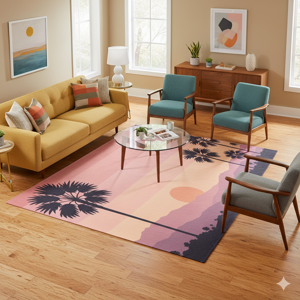 The Desert Dusk Area Rug — Palm Springs Sunset (Chenille)