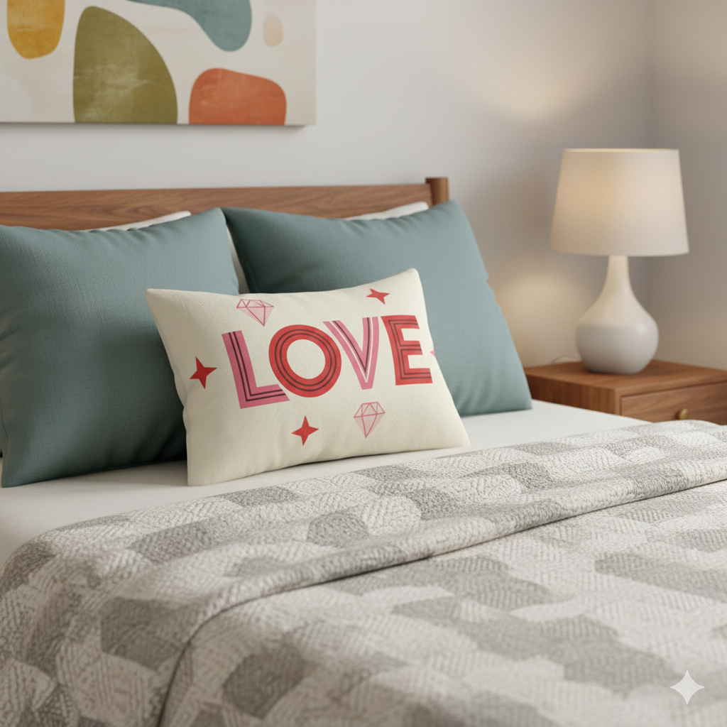 The Retro Love Lumbar Pillow — Atomic Typography