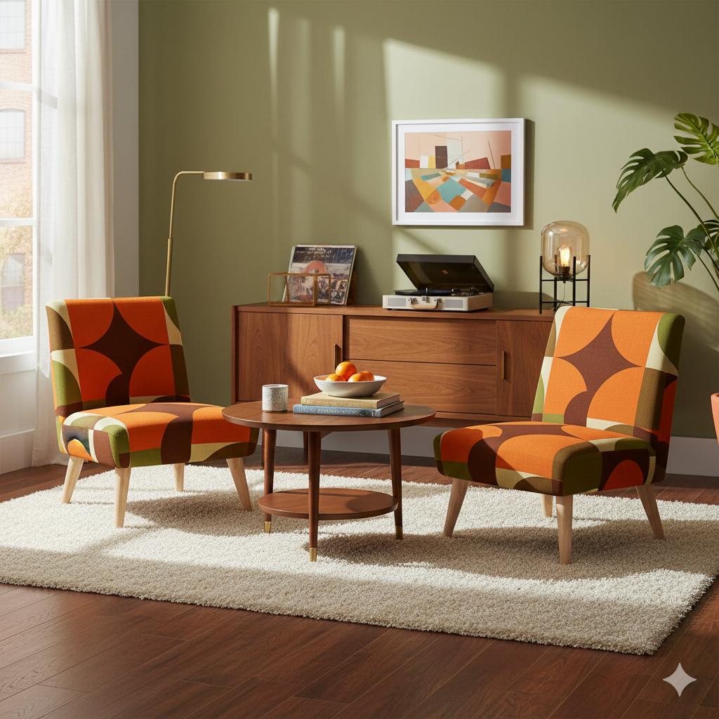 The "Bauhaus Block" Occasional Chair | Rust & Walnut