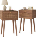 Fluted Walnut Nightstands (Set of 2)