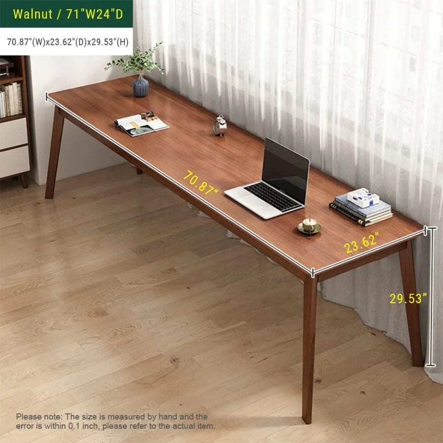 63" Mid-Century Modern Long Desk - Walnut Finish