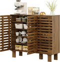 Walnut Slatted Buffet Cabinet (47")