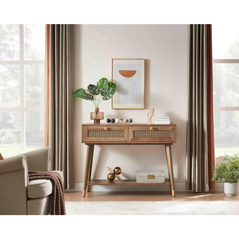 Gold Mesh Console Table with Drawers