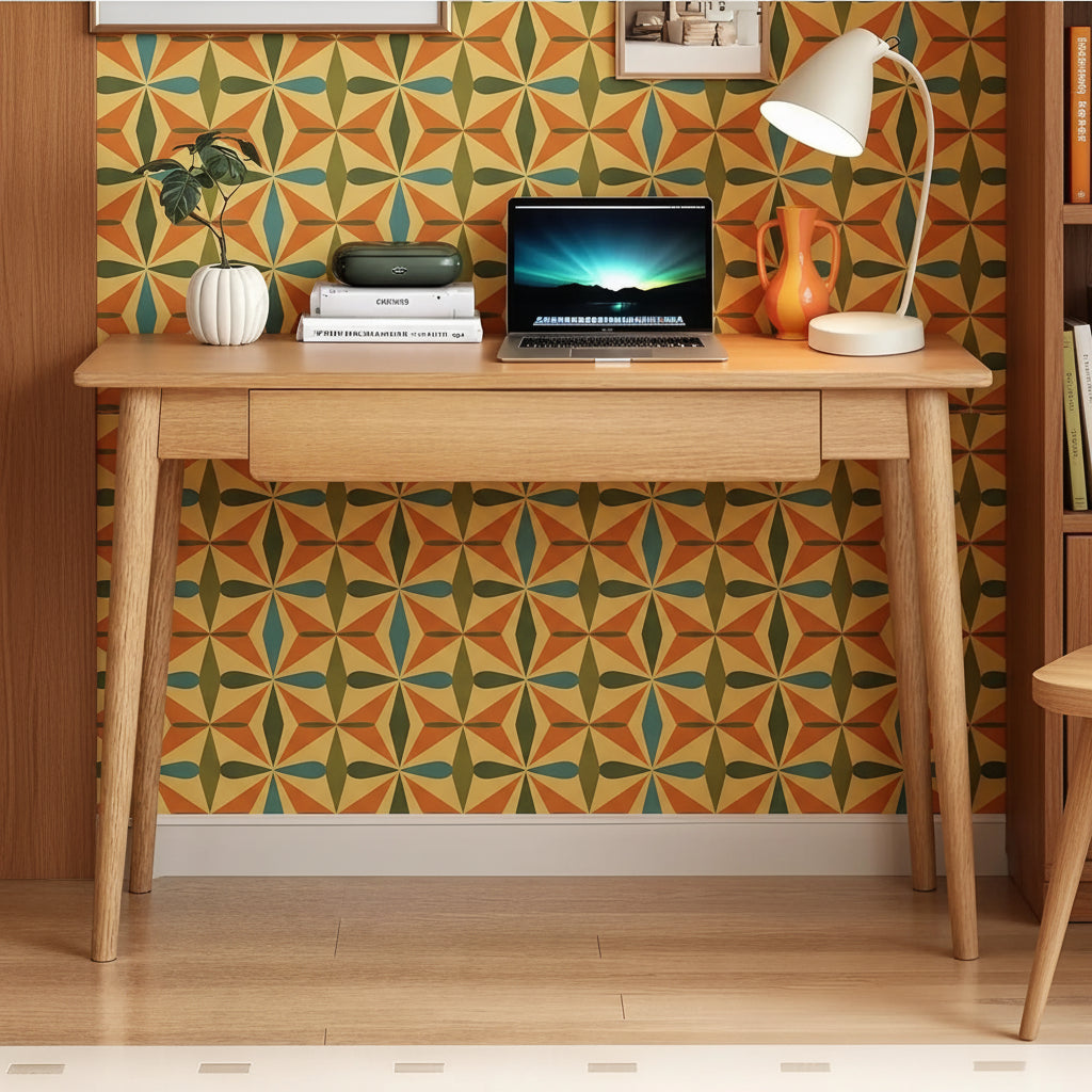 31" Solid Wood Mid-Century Modern Desk with Drawer