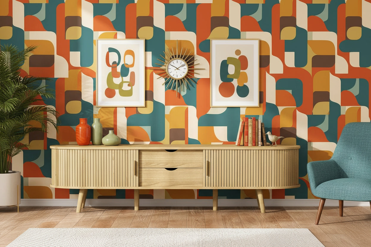 69" Mid‑Century Modern Fluted TV Stand