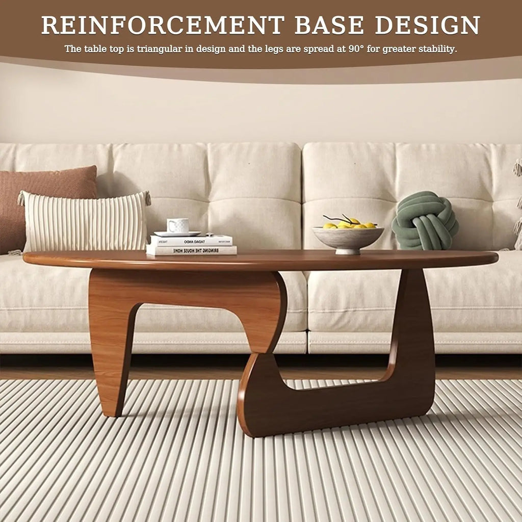 Mid‑Century Modern Triangle Coffee Table – Solid Wood Legs, Sculptural Center Table