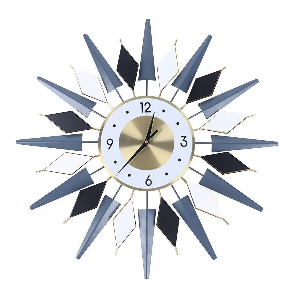 24" Atomic Starburst Wall Clock – Navy, Black & Gold Edition