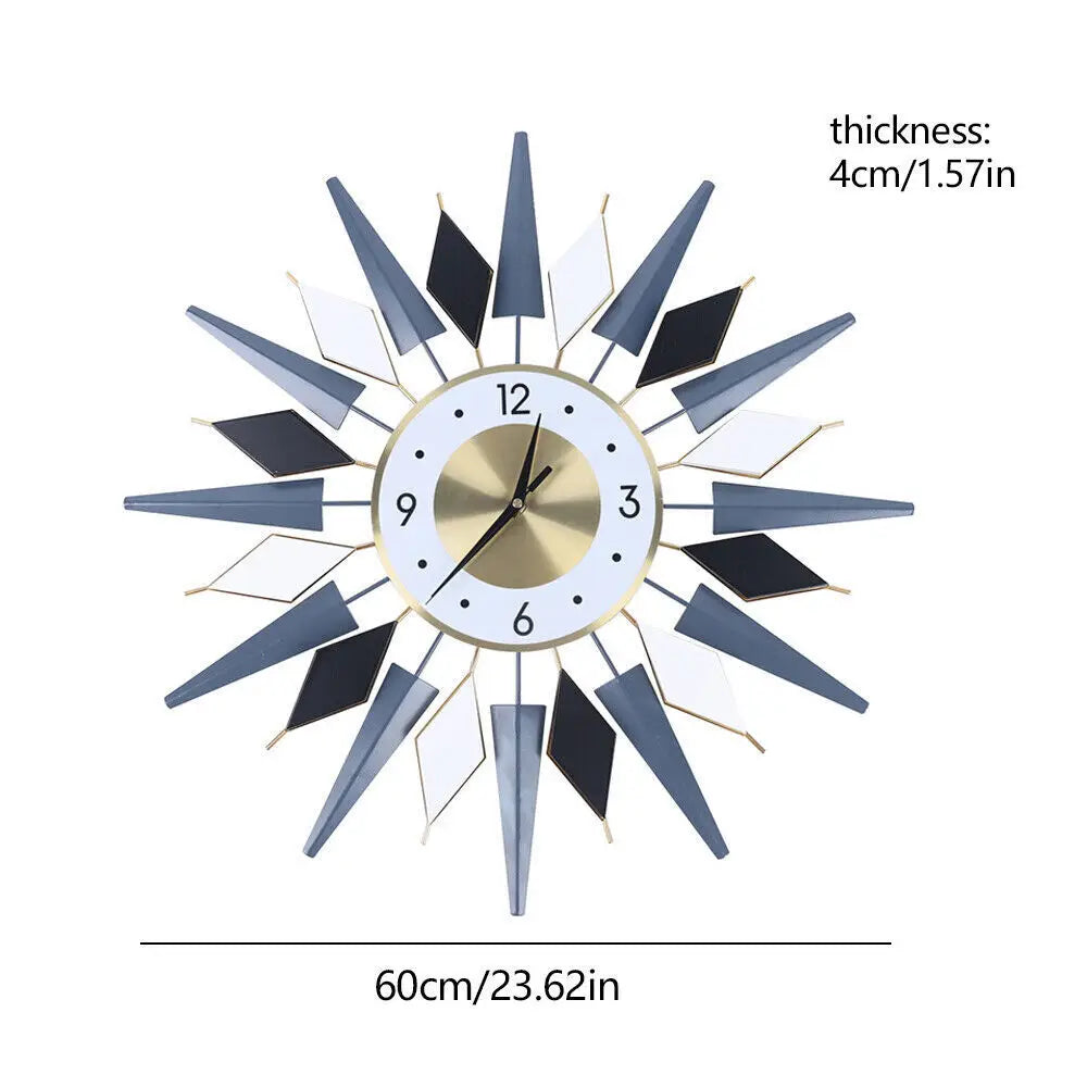 24" Atomic Starburst Wall Clock – Navy, Black & Gold Edition