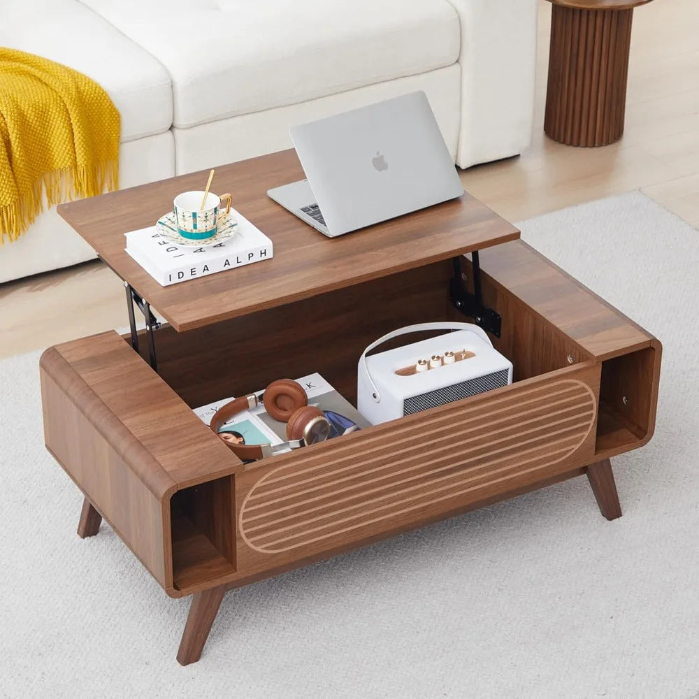 Mid‑Century Modern Lift‑Top Coffee Table with Hidden Storage