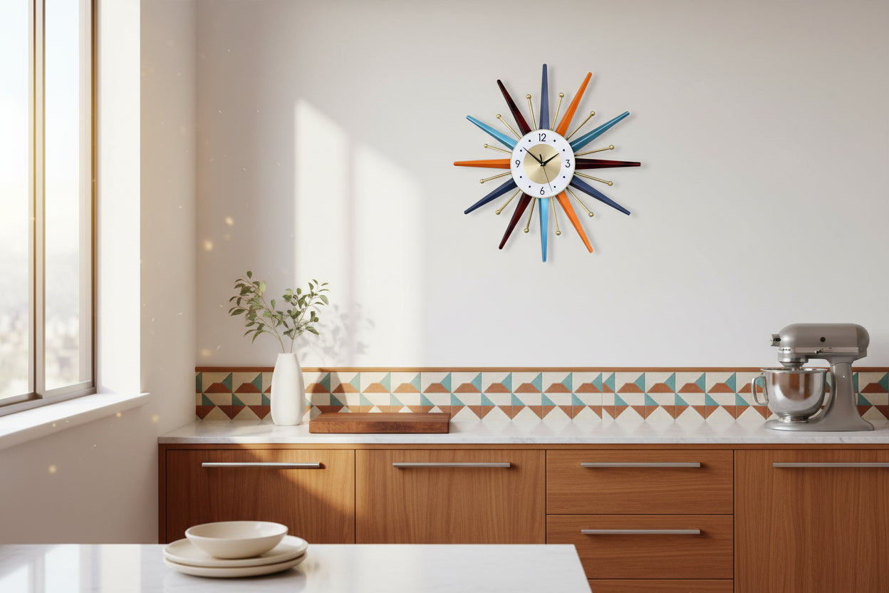 The "Galaxy" Metal Starburst Clock – 28" Multicolor Edition