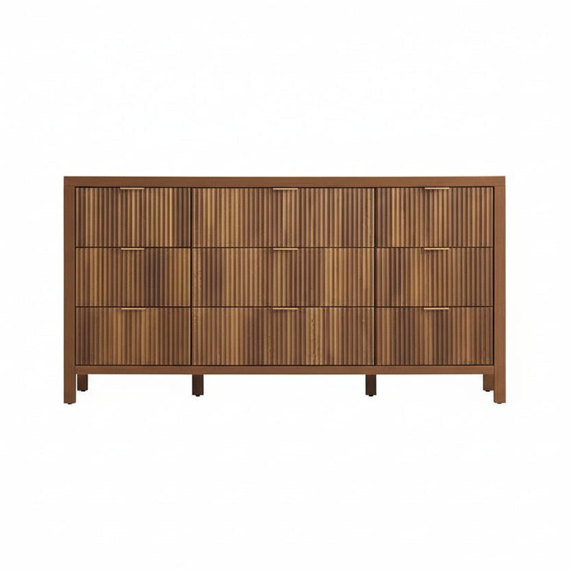 Mid Century Modern Dresser TV Stand, 9 Drawer Dresser for Bedroom Wood