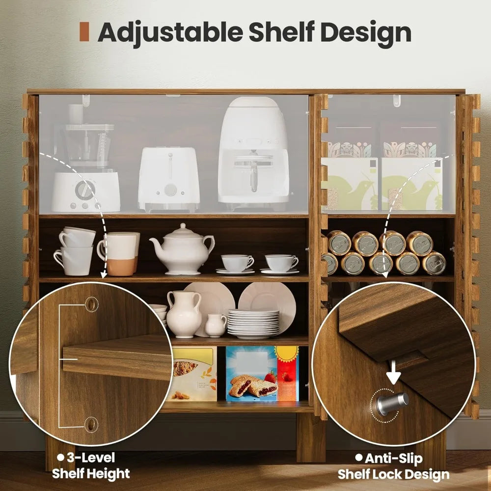 Walnut Slatted Buffet Cabinet (47")